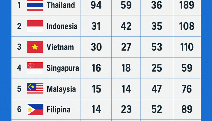 Selisih Satu Emas, Indonesia Geser Vietnam sebagai Runner Up SEA Games 2025