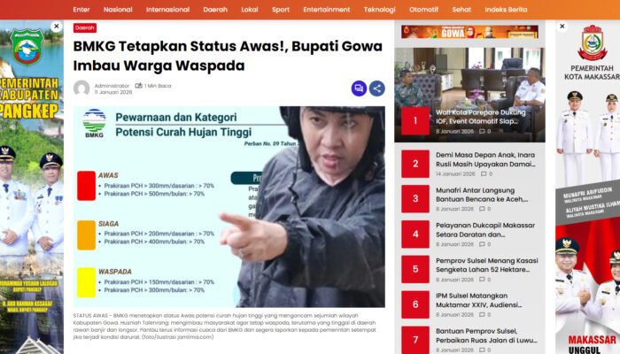 Bupati Gowa: BMKG Warning! Gowa Berpotensi Bencana Hidrometeorologi, Tinggimoncong Zona Merah
