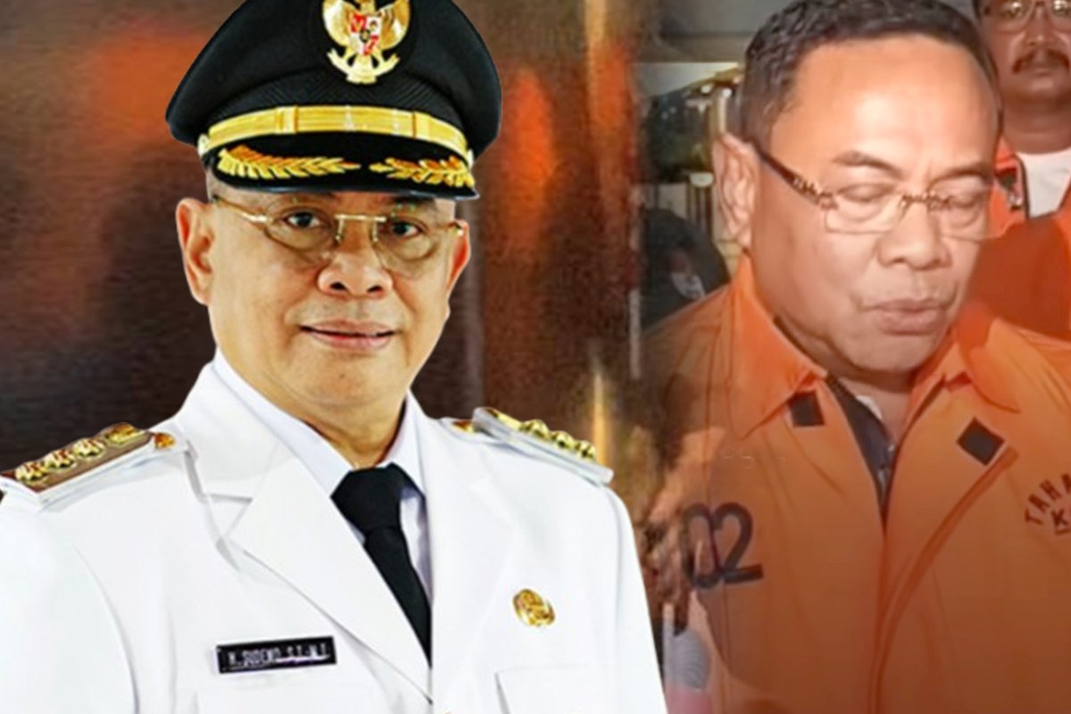 bupati pati sudewo mengenakan rompi tahanan kpk di gedung merah putih kpk jakarta