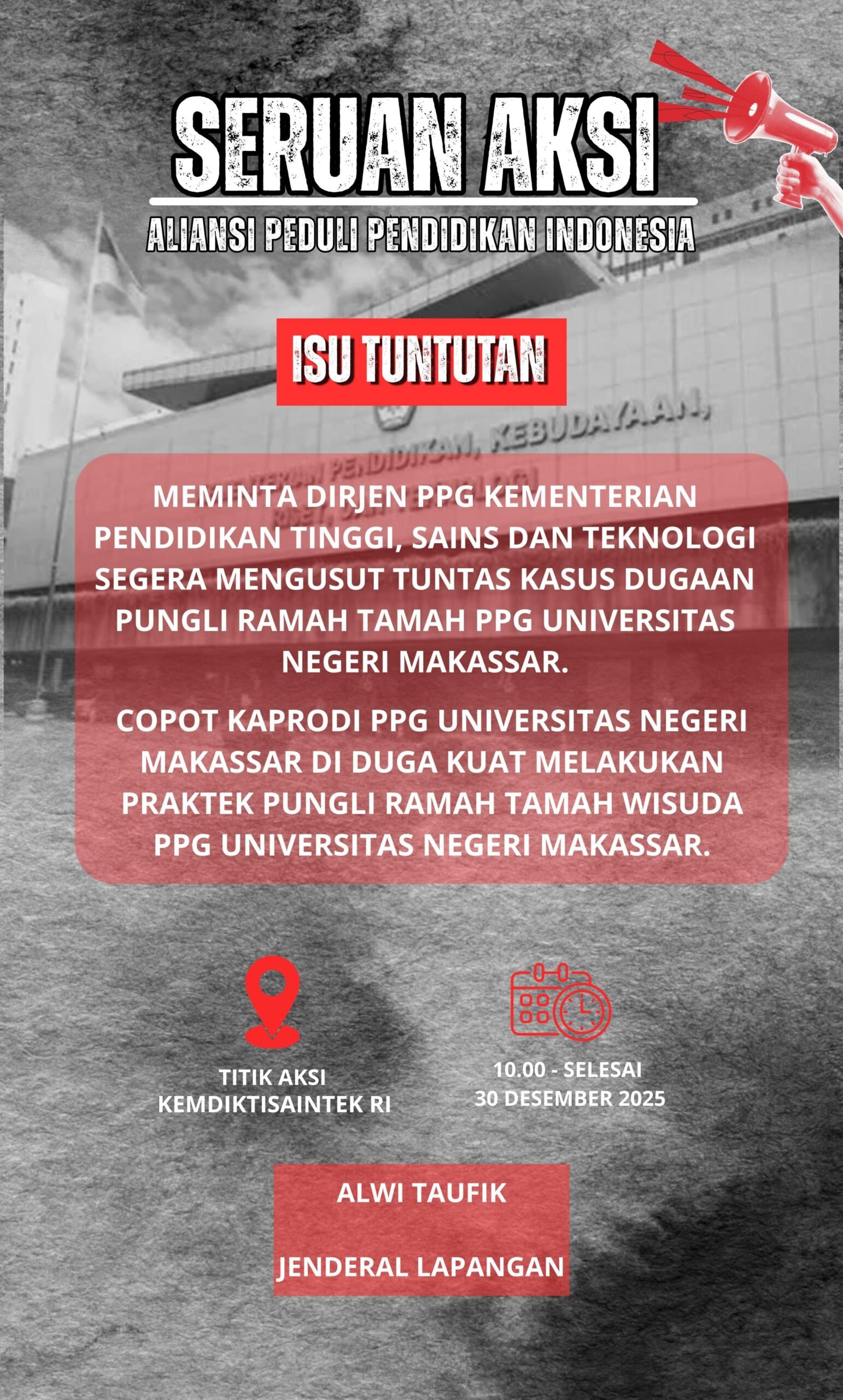 Seruan aksi mahasiswa tuntut pengusutan dugaan pungli PPG Universitas Negeri Makassar