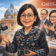 ilustrasi karikatur sri mulyani indrawati mengajar di oxford university dan bergabung dalam dewan pengurus gates foundation