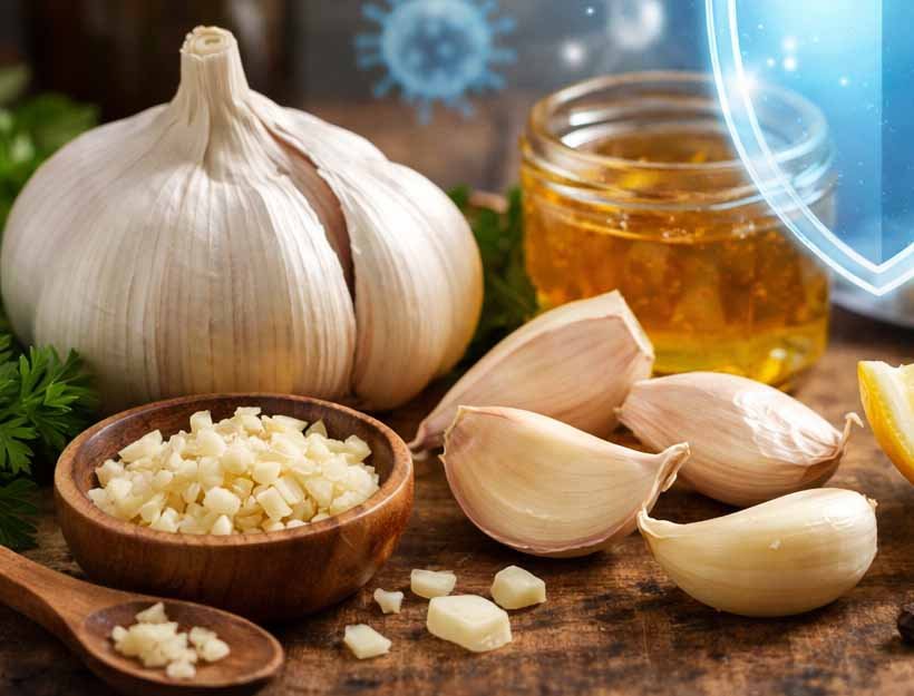 siung bawang putih mentah segar untuk mendukung daya tahan tubuh