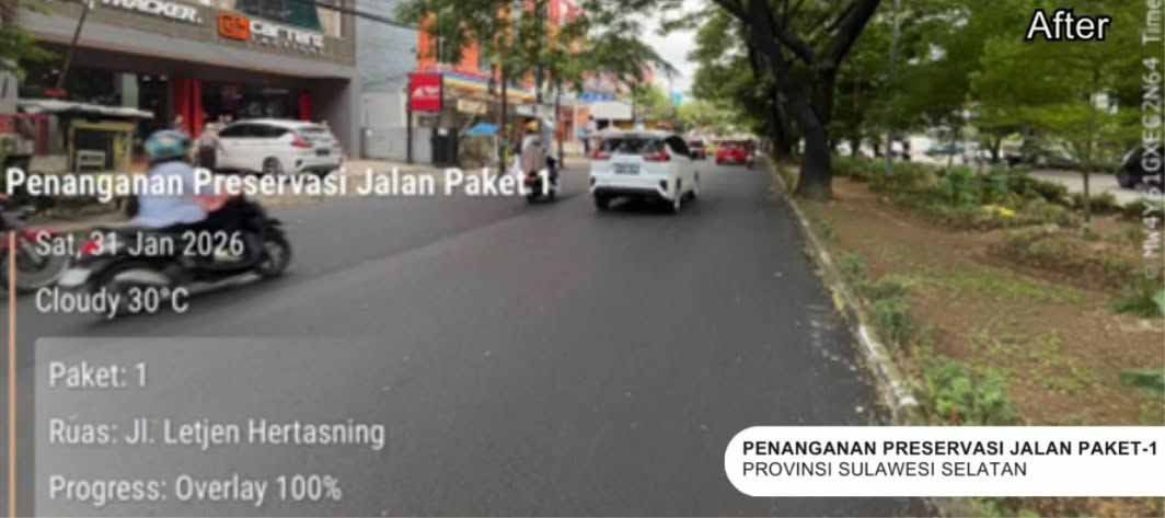 penanganan preservasi jalan paket 1 ruas jl letjen hertasning sta 1+725 l di makassar progres signifikan