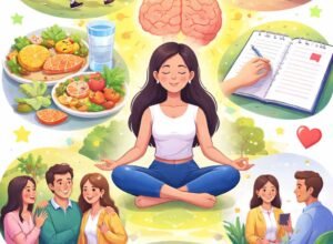 ilustrasi 10 langkah menjaga kesehatan mental dari pola hidup sehat, kelola stres, hingga konsultasi profesional untuk hidup lebih stabil dan produktif