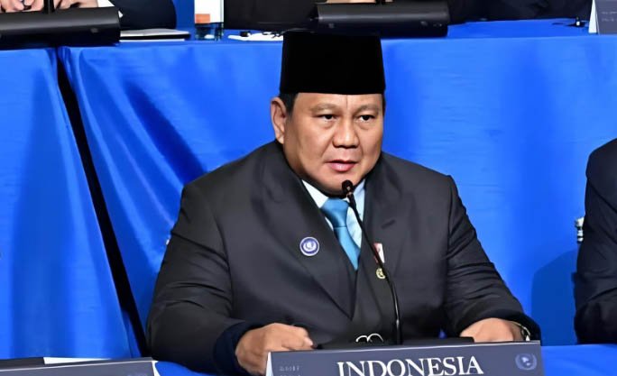 presiden ri prabowo subianto menyampaikan komitmen indonesia dalam rapat board of peace di washington dc 19 februari 2026