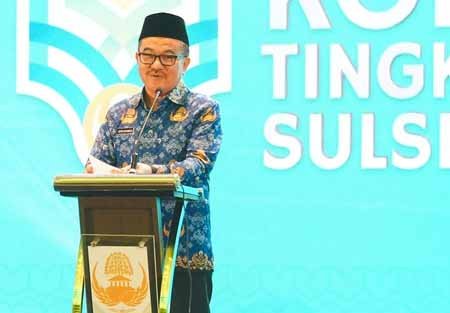 sekretaris daerah provinsi sulawesi selatan, jufri rahman, mewakili gubernur sulsel peluncuran mtq viii korpri nasional 2026 di hotel the rinra makassar