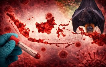 kelelawar buah dengan partikel virus nipah sebagai sumber penularan penyakit zoonotik