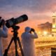 ilustrasi suasana pemantauan hilal dan aktivitas masyarakat menyambut idul fitri di arab saudi maret 2026