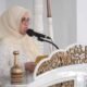 bupati gowa sitti husniah talenrang memaparkan capaian pembangunan saat shalat idul fitri di masjid agung syekh yusuf gowa