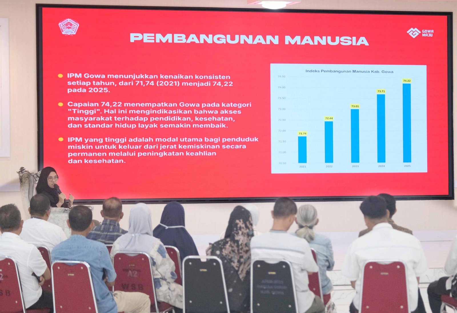 bupati gowa sitti husniah talenrang menghadiri fgd kemiskinan ekstrem di baruga tinggimae