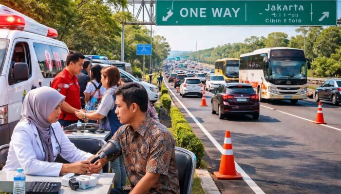 pemerintah memperkuat pengamanan arus balik lebaran melalui rekayasa lalu lintas one way dan layanan kesehatan gratis