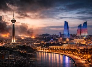 ilustrasi kota teheran iran dan baku azerbaijan sebagai jalur evakuasi wni akibat konflik timur tengah