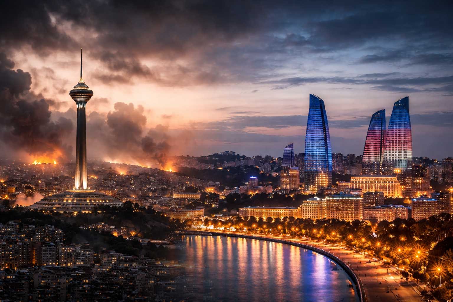 ilustrasi kota teheran iran dan baku azerbaijan sebagai jalur evakuasi wni akibat konflik timur tengah