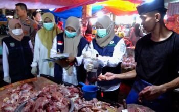 petugas dinas kesehatan pangkep mengambil sampel pangan pedagang di pasar sentral pangkajene pangkep