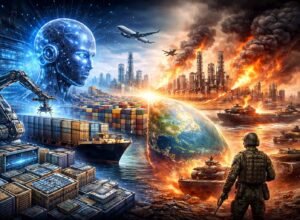 ilustrasi perdagangan global 2026 dipengaruhi kecerdasan buatan dan konflik energi dunia