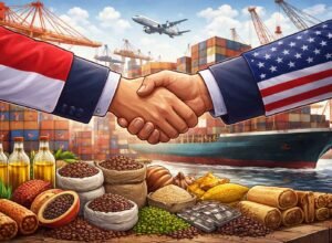 ilustrasi perdagangan Indonesia Amerika tarif nol persen ekspor impor