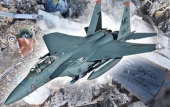 ilustrasi puing jet tempur setelah ditembak iran operasi pencarian pilot