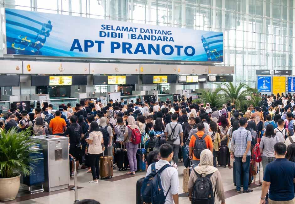 ARUS MUDIK — Bandara APT Pranoto Samarinda melayani puluhan ribu penumpang selama Lebaran 2026 dengan tren peningkatan signifikan. (foto/ist)
