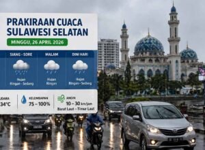 prakiraan cuaca sulsel 26 april 2026 hujan di makassar