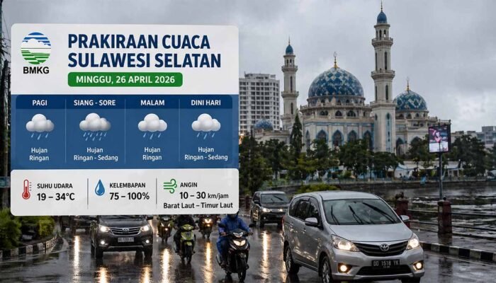 BMKG: Cuaca Sulsel Hari Ini, Makassar hingga Selayar Berpotensi Hujan