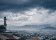 langit mendung dan hujan di kota sulawesi selatan