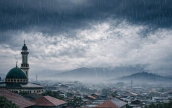 langit mendung dan hujan di kota sulawesi selatan