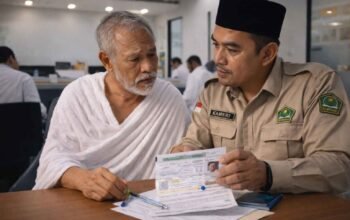 ilustrasi petugas kemenag memverifikasi dokumen calon jemaah haji