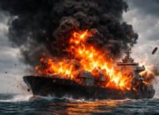 ilustrasi kapal meledak di laut arab mv gold autumn