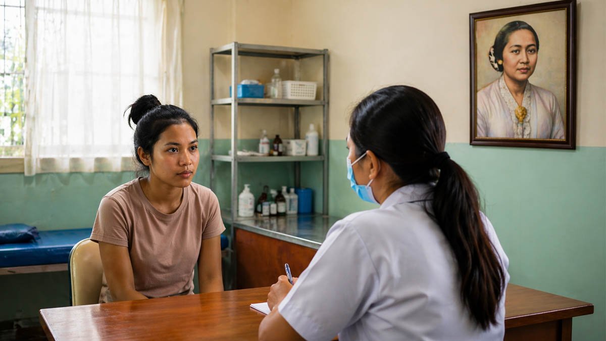 perempuan menjalani pemeriksaan kesehatan di fasilitas medis