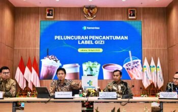 menteri kesehatan saat peluncuran label gizi minuman siap saji di jakarta