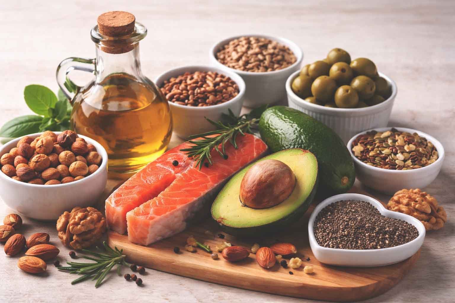 ilustrasi sumber lemak sehat untuk kesehatan jantung