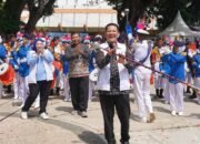 pelajar drumband tampil saat pembukaan lso lampung 2026