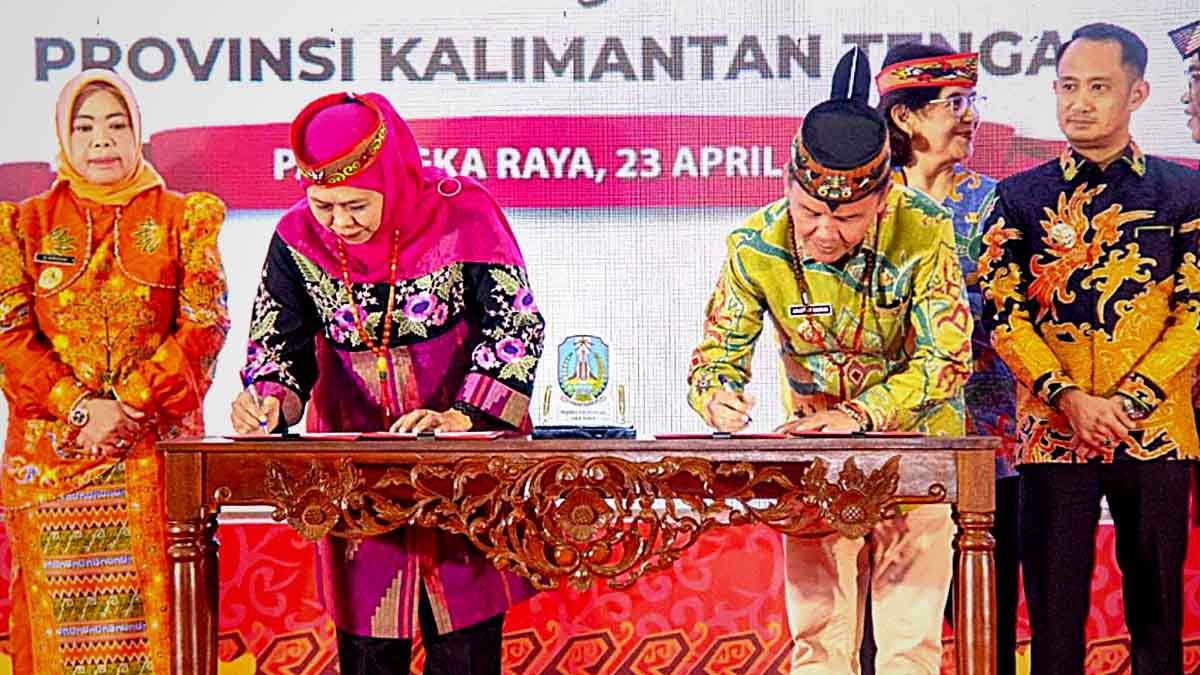 penandatanganan kerja sama misi dagang jatim kalteng 2026 di palangka raya
