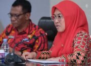 bupati gowa sitti husniah talenrang menyampaikan paparan lahan sawah di baruga karaeng pattingalloang kantor bupati gowa