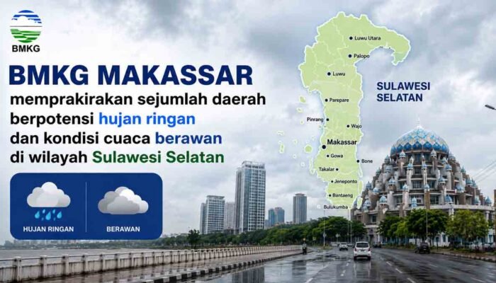 Prakiraan Cuaca Sulsel 31 Mei 2026, Sejumlah Daerah Berpotensi Hujan Ringan