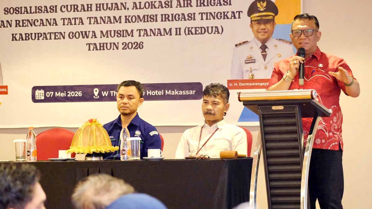 Sekda Gowa Andy Azis membuka sosialisasi curah hujan dan rencana tata tanam Musim Tanam II 2026
