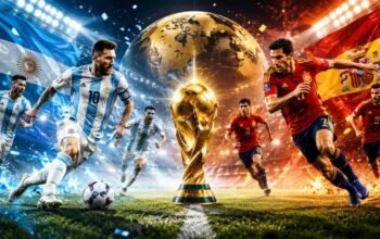 Ilustrasi Argentina vs Spanyol pada final Piala Dunia 2026