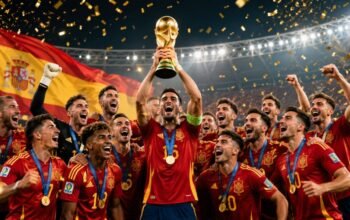 Spanyol merayakan gelar juara Piala Dunia 2026.