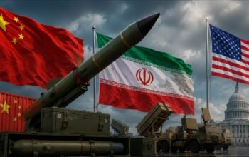 Ilustrasi hubungan Tiongkok, Iran, dan Amerika Serikat terkait laporan dugaan pengiriman rudal pertahanan udara ke Iran pada Juli 2026