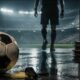 Ilustrasi skandal Calciopoli di Italia dengan bola, peluit wasit, kartu kuning, dan lorong stadion.