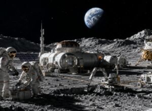 Ilustrasi NASA dan India membangun pangkalan permanen di Bulan