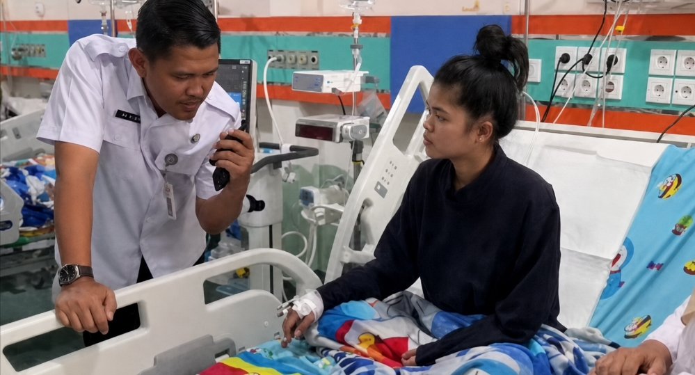 Siswa menjalani perawatan di rumah sakit setelah terdampak dugaan keracunan MBG di Kabupaten Karo.