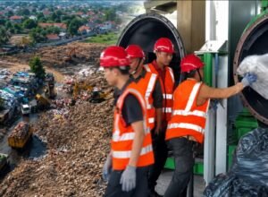 Aktivitas pengelolaan sampah di TPA Tamangapa Makassar sebagai bagian dari transformasi sistem persampahan.
