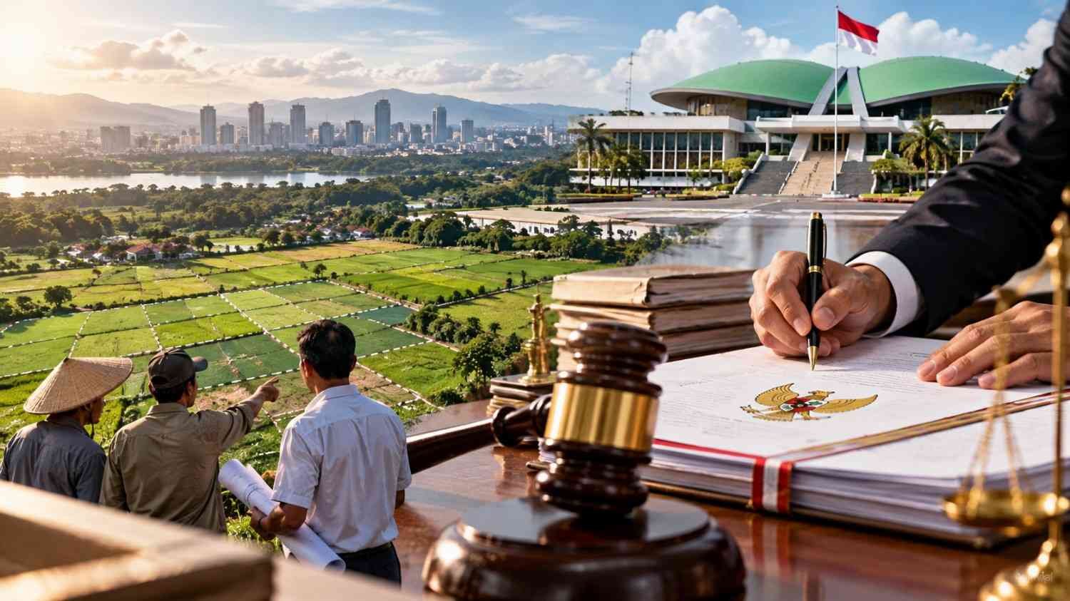 Ilustrasi batas kepemilikan tanah dan reforma agraria di Indonesia