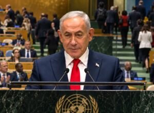 Benjamin Netanyahu berpidato di Sidang Majelis Umum PBB saat delegasi Indonesia dan sejumlah peserta lain