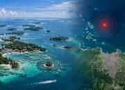 Ilustrasi gempa M6,5 Kepulauan Seribu dengan peta Jakarta dan titik pusat gempa