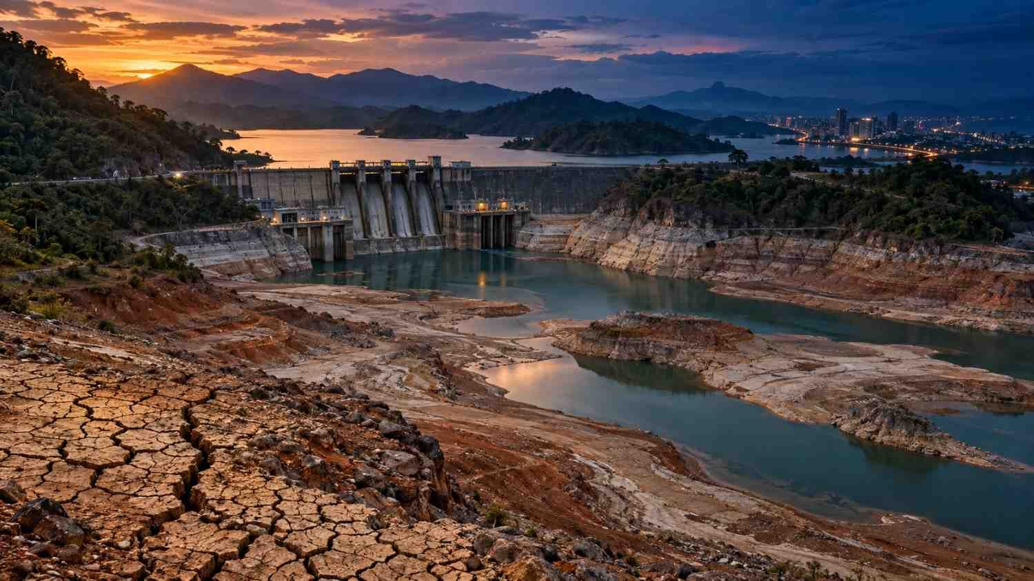 Ilustrasi waduk PLTA menyusut akibat kemarau di Sulbagsel