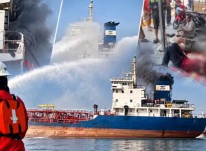 Ledakan di kamar mesin MT Nurhasanah Lima menyebabkan lima kru mengalami luka bakar di perairan Teluk Majelis, Jambi.