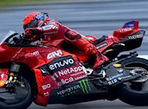 Marc Marquez mengendarai Ducati saat MotoGP Aragon 2026