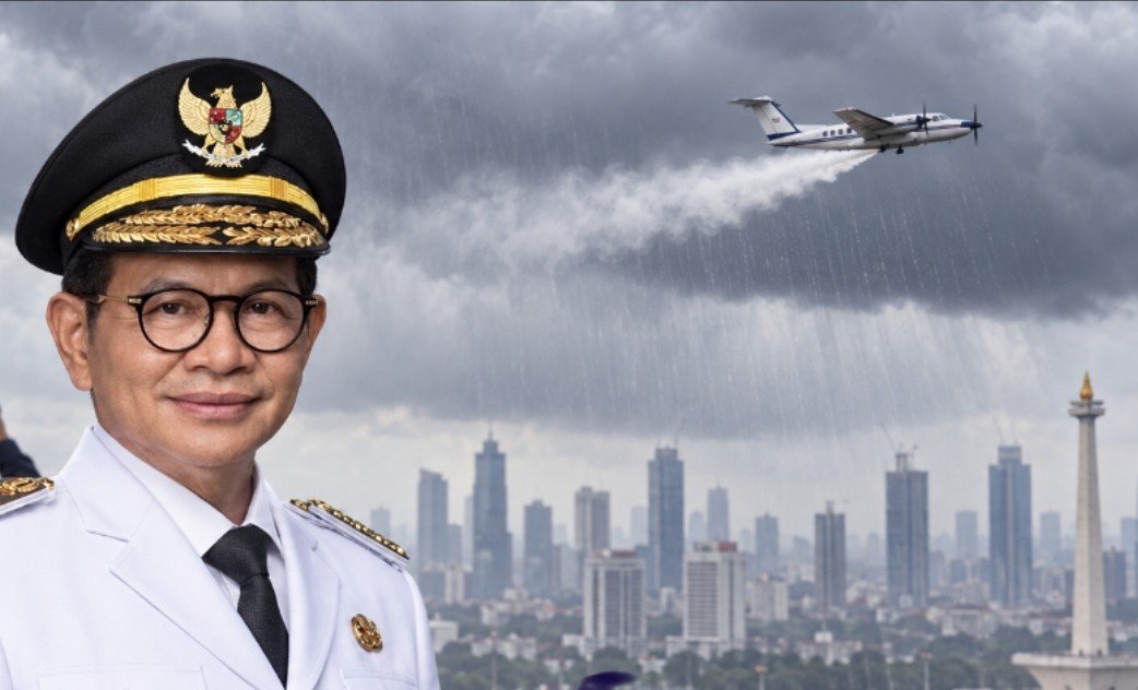 Modifikasi cuaca DKI Jakarta untuk meluruhkan abu Anak Krakatau dengan ilustrasi Pramono Anung